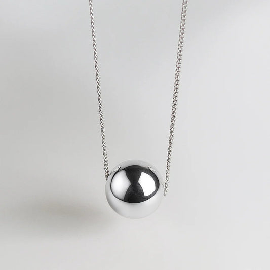 tactile silver ball pendant necklace